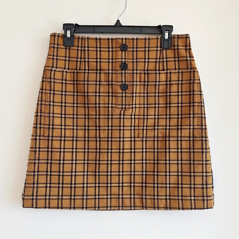 LOFT Plaid Miniskirt Brown/Tan